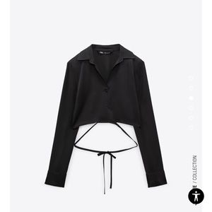 Satin crop button up